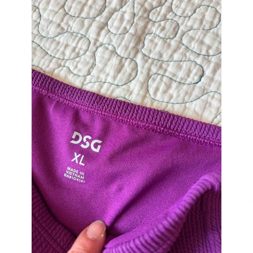 DSG Girls XL Vibrant Violet Smocked One Shoulder High Waisted Bikini Set